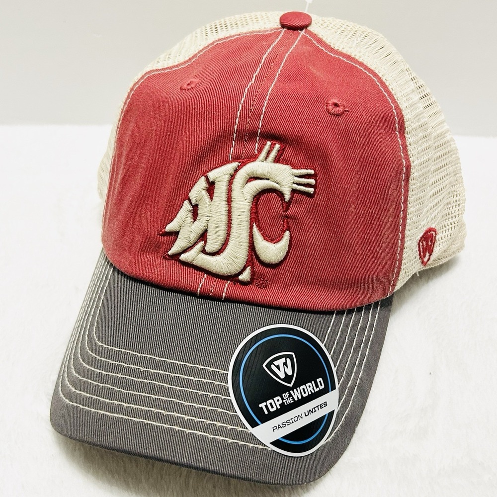 Top of the World Washington State Cougars Offroad Trucker Hat Cap Adjustable Red